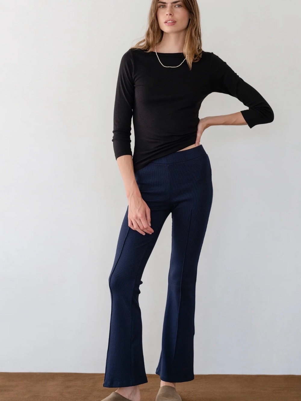 DONNI. The Rib Kick Flare - Navy - Size Large